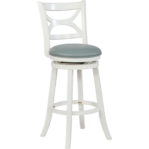 Sawyer Bar Stool in Cream Wood w/ Light Blue Leatherette